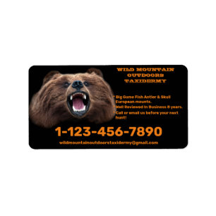 Customize Bear Large Game Taxidermy Shop  Label