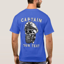 Customize Bearded Sea Captain Skull Smoking Pipe T-Shirt
