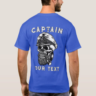 Customize Bearded Sea Captain Skull Smoking Pipe T-Shirt