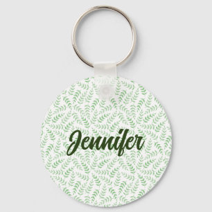 CUSTOMIZE   Beautiful Simple Green Leaves Pattern Keychain