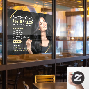 Customize Beauty Hair Salon Brunette Model Shop Window Cling