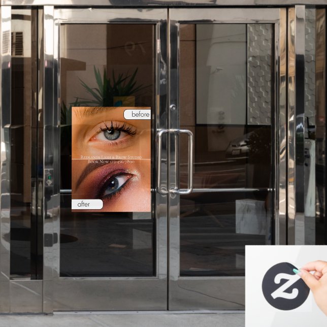 Customize Beauty Salon Before After Eyelash Makeup Window Cling (Office Door)