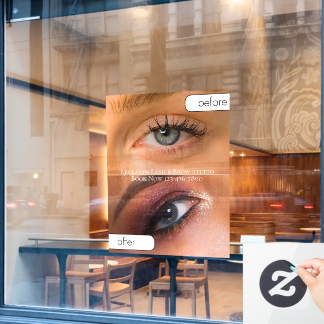 Customize Beauty Salon Before After Eyelash Makeup Window Cling (Cafe Window)
