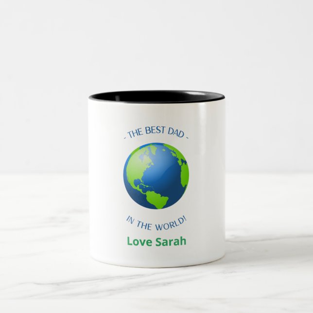 Customize Best Dad in the World Two-Tone Coffee Mug (Center)