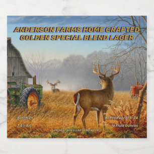 Customize Big Buck Deer Barnyard Showdown Detailed Beer Bottle Label