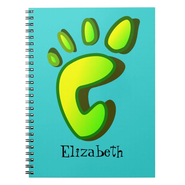 Customize Big Lime Green Footprint Notebook (Front)