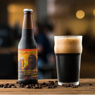 Customize Bigfoot Drinking A Beer At Sunset Bottle Label