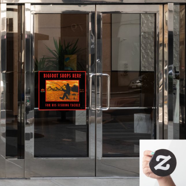 Customize Bigfoot Fishing Tackle Shop Logo  Window Cling (Office Door)