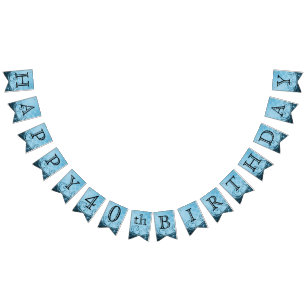 Customize Birthday - Decorative Blue Bunting Flags