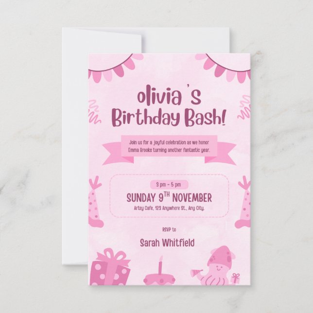 Customize Birthday Girl Invitation  (Front)