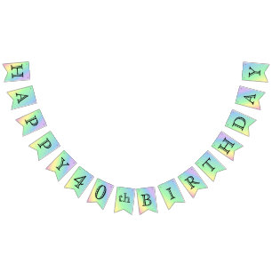 Customize Birthday - Pastel Rainbow Bunting Flags