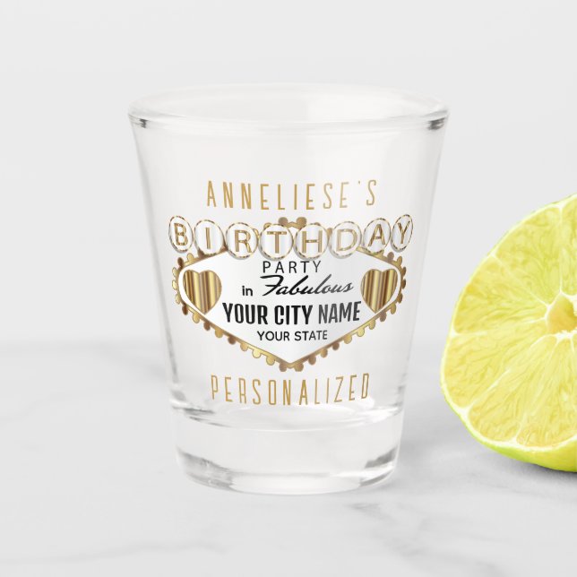 Customize Birthday - Vegas Style  Shot Glass (Front)