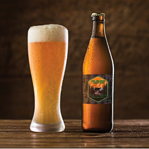 Customize Black Bear Nature Mountains Green Beer Bottle Label