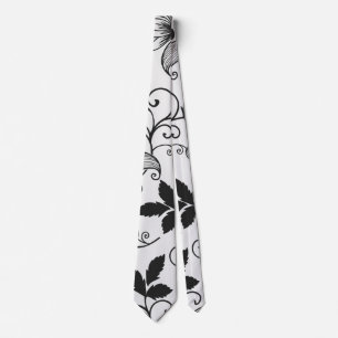 Customize Black Floral Pattern Tie