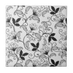 Customize Black Floral Pattern Tile<br><div class="desc">Customize Black Floral Pattern. Change the background colour.</div>