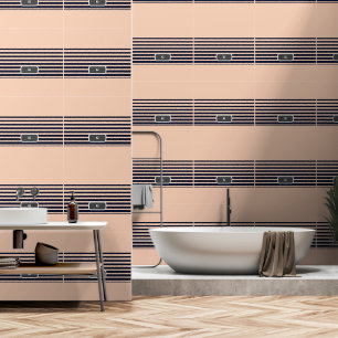 Customize Black & Pink Monogram Stripes Wallpaper