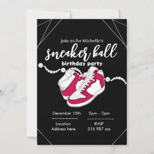 Customize black  sneaker ball invitation template