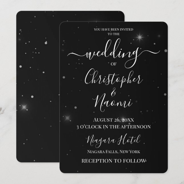 Customize - Black Stars Invitation (Front/Back)