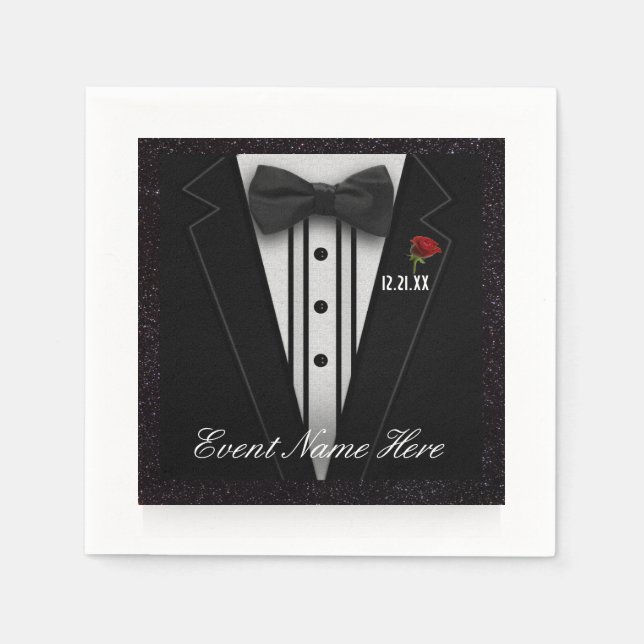 Customize Black Tuxedo and Night Sky Napkin (Front)