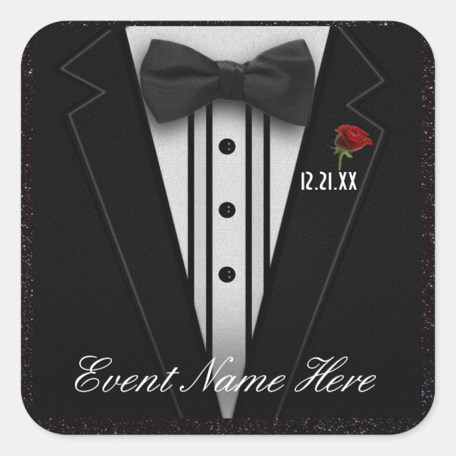 Customize Black Tuxedo and Night Sky Square Sticker (Front)