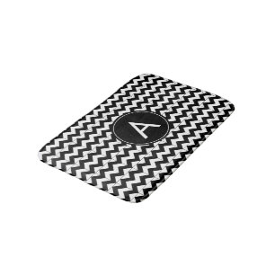 Customize Black White Chevron Pattern Bath Mat