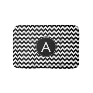 Customize Black White Chevron Pattern Bath Mat