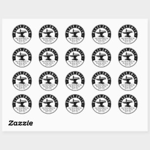 Customize Blacksmith Black Anvil Metal Works Classic Round Sticker