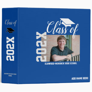 Customize Blue Add Photo Album Senior Class 2021 Binder
