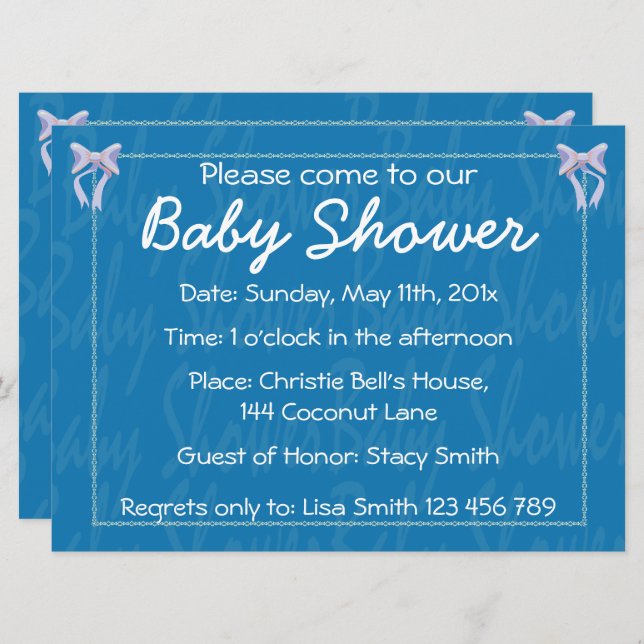 Customize Blue Baby Boy shower invitation (Front/Back)