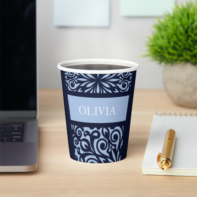 Customize Blue Carved Christmas Ornaments Paper Cups (Insitu)