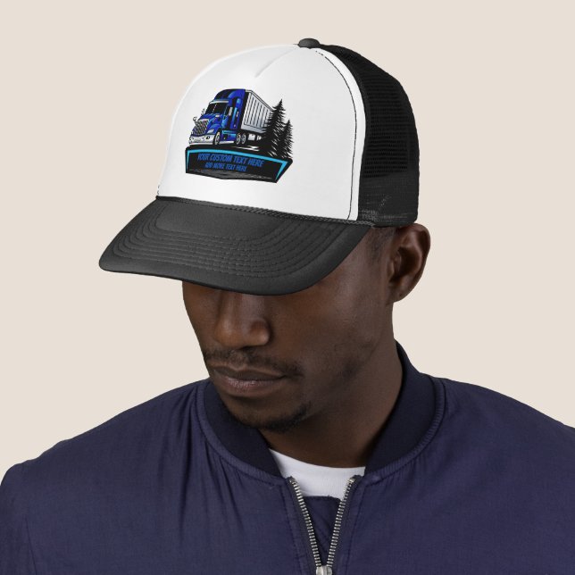 Customize Blue OTR Freight Hauling Trucker Hat (In Situ)