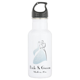 Customize Blue Retro Wedding Dancers Coord 532 Ml Water Bottle