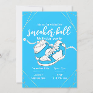 Customize blue sneaker ball invitation template