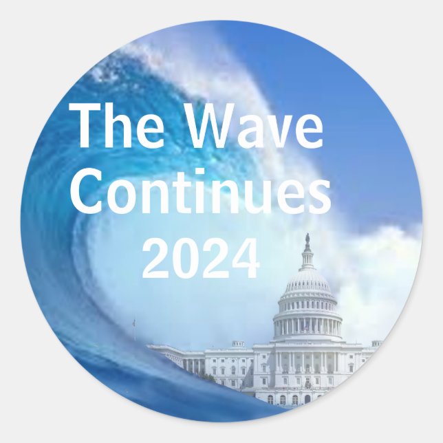 Customize Blue Wave Election 2024 Classic Round Sticker (Front)