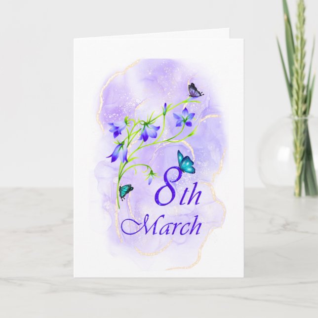 Customize Bluebell Flower Car Folded Greeting Card (Front)