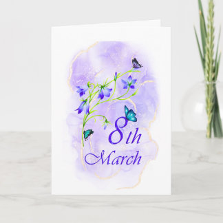 Customize Bluebell Flower Car Folded Greeting Card