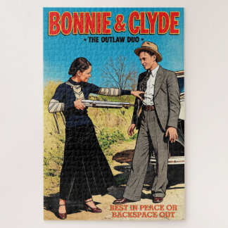 Customize Bonnie And Clyde Retro Art Outlaw Duo Jigsaw Puzzle
