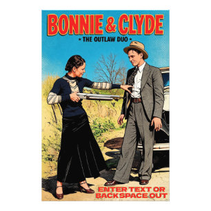 Customize Bonnie And Clyde Retro Art Outlaw Duo Photo Print
