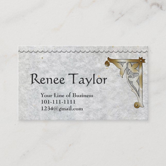 Customize both sides Granite Paper & Gold Bracket Business Card (Front)