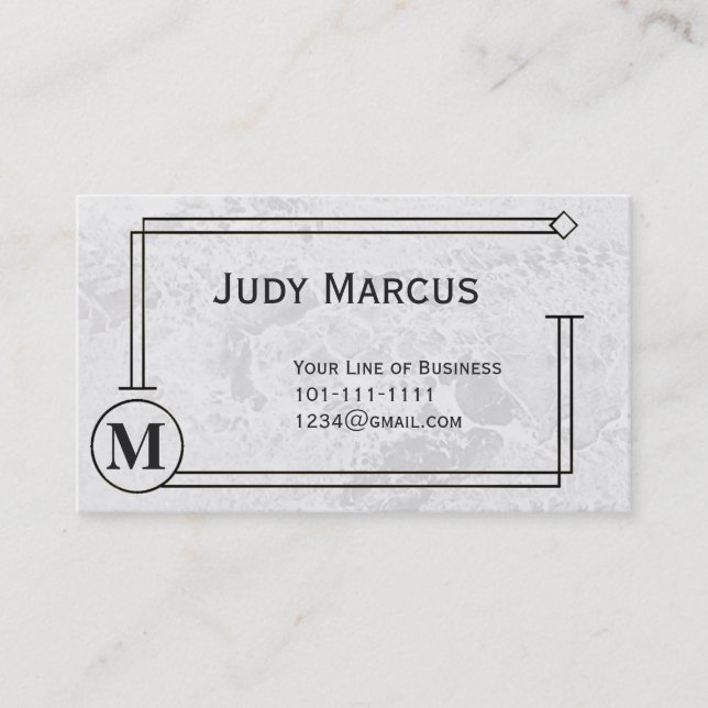 Customize both sides of Grey Marble and Black Business Card (Front)