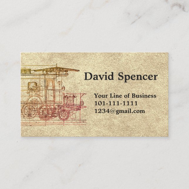 Customize both sides of Stone & Locomotive Drawing Business Card (Front)