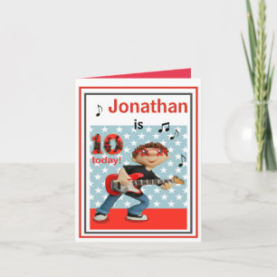 Customize Boys 10th Birthday Card - Rock and Roll