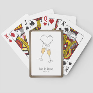 Customize Bronze Frame Champagne Toast Playing Car Cards
