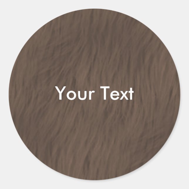 Customize Brown Animal Fur Sticker Name Tag (Front)