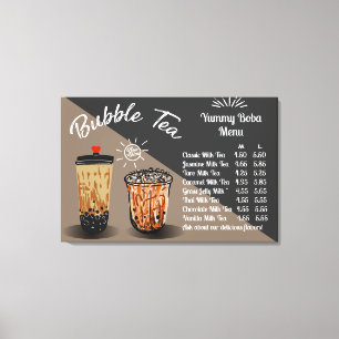 Customize Bubble Tea Boba Doughnut Price Chart Canvas Print