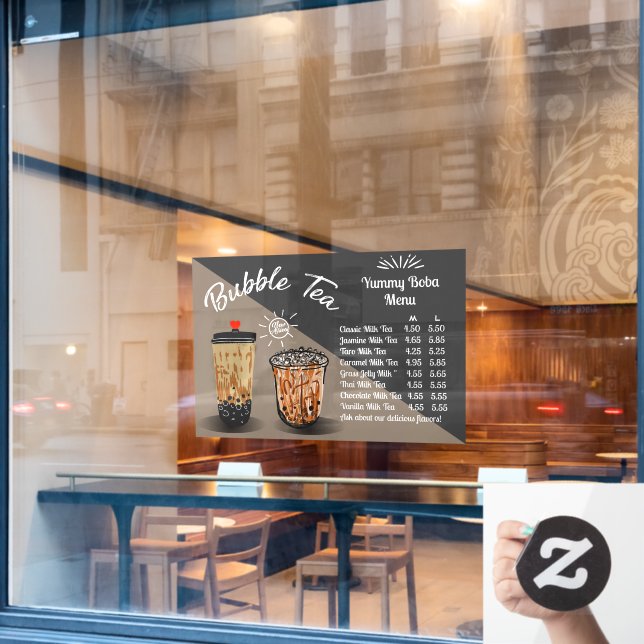 Customize Bubble Tea Boba Doughnut Shop Front  Window Cling (Cafe Window)