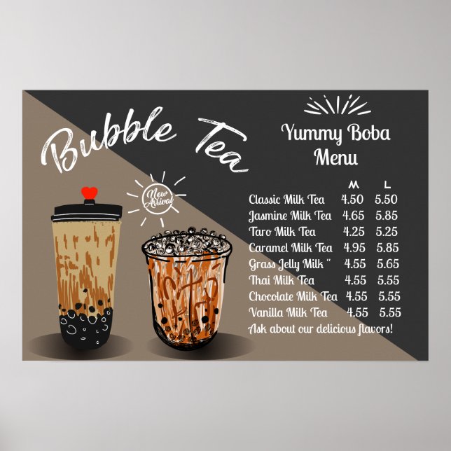 Customize Bubble Tea Boba Doughnut Shop  Poster (Front)
