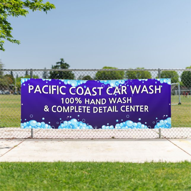 Customize Bubbly Blue Car Wash Business  Banner (Insitu)