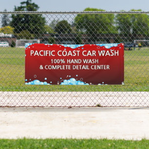 Customize Bubbly Red Car Wash Business  Banner