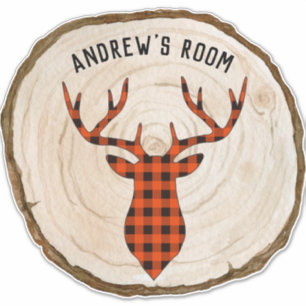 Customize Buffalo Plaid Buck Deer Wood Slice Boy's